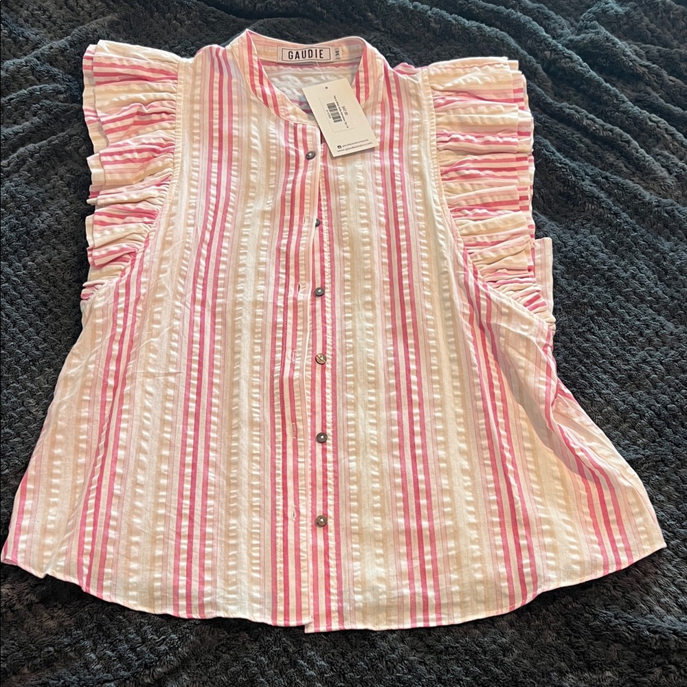Gaudi' Kids Pink and White Striped Button Down Shirt